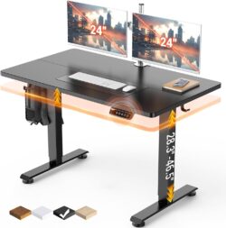 Veken 47.2 Inch Large Electric Standing Desk, Gaming Table, Black