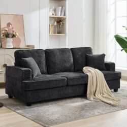 Korser 89" Couches for Living Room with Deep Seats, 3 Seater Sofa Couch, Mid Century Modern Chenille Sofa with Armrests, Upholstered Comfy Sofas for Living Room, Bedroom, Apartment, Office (Grey)
